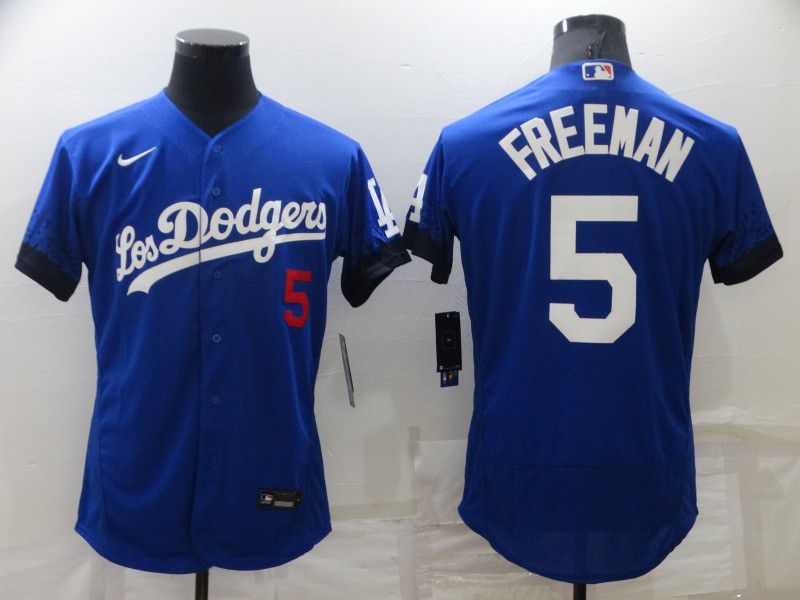 Men Los Angeles Dodgers #5 Freddie Freeman Blue City Edition Elite Nike 2022 MLB Jersey->women mlb jersey->Women Jersey